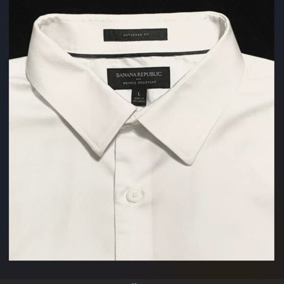 Banana Republic Other - White Banana Republic Dress Shirt Men's Large Untucked Fit Long Sleeve Perfect